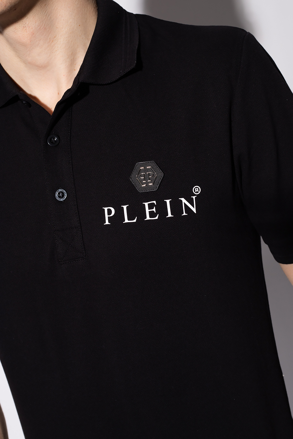 Black Polo shirt with logo Philipp Plein Honor The Gift logo